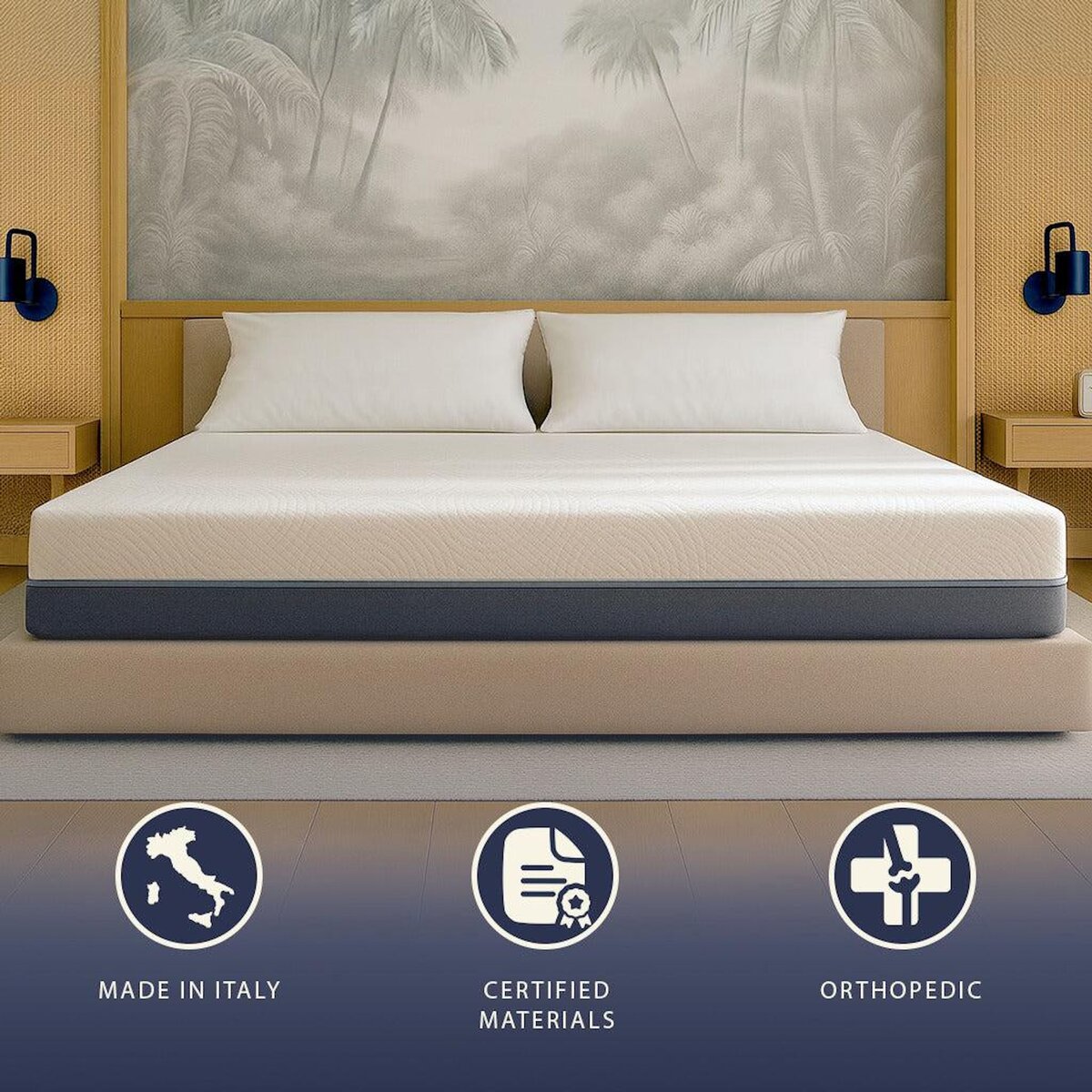 THE WHITE STONE Matelas 80x190 en Mémoire de Forme & Waterfoam | Hauteur 22 cm | Orthopédique, Hypoallergénique & Anti-acariens | Déhoussable & Respirant