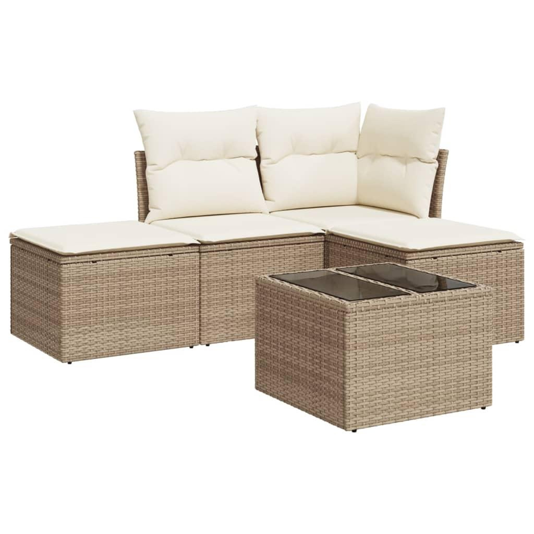 Voir la diapositive 2 : VIDAXL Salon de jardin avec coussins 5 pcs beige resine tressee