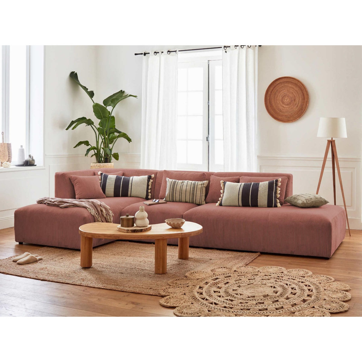 LISA DESIGN Victoire - canapé modulable d'angle gauche - 5 places - en velours côtelé