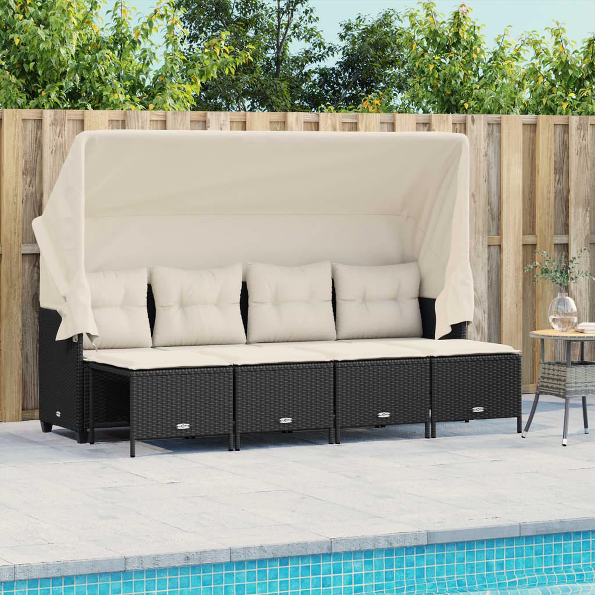 VIDAXL Salon de jardin 5 pcs avec coussins noir resine tressee
