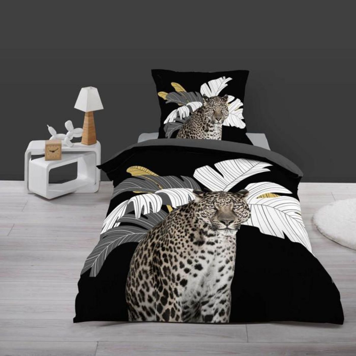 Paris Prix Parure de Lit 2 Pièces  Rexa  140x200cm Noir