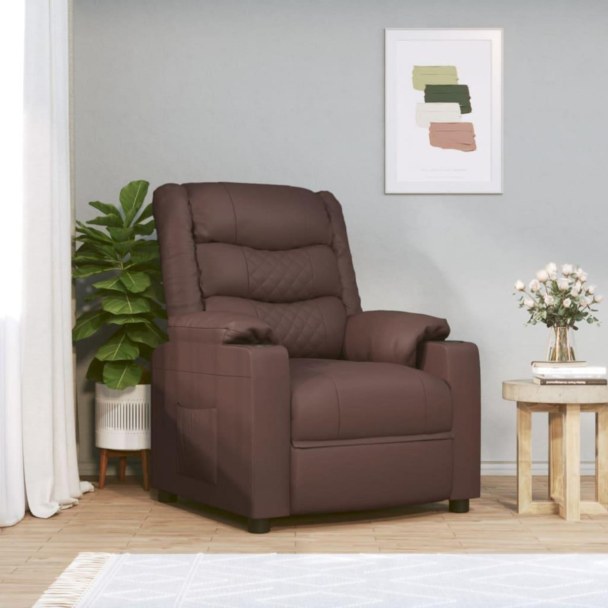 VIDAXL Fauteuil inclinable electrique Marron Similicuir