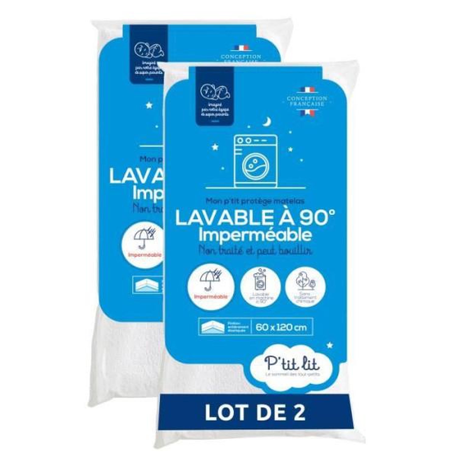 Lot de 2 Proteges matelas Bébé - 70x140 cm - Alese Imperméable et Micro Respirante - Lavable a 90°C - Souple et Silencieux