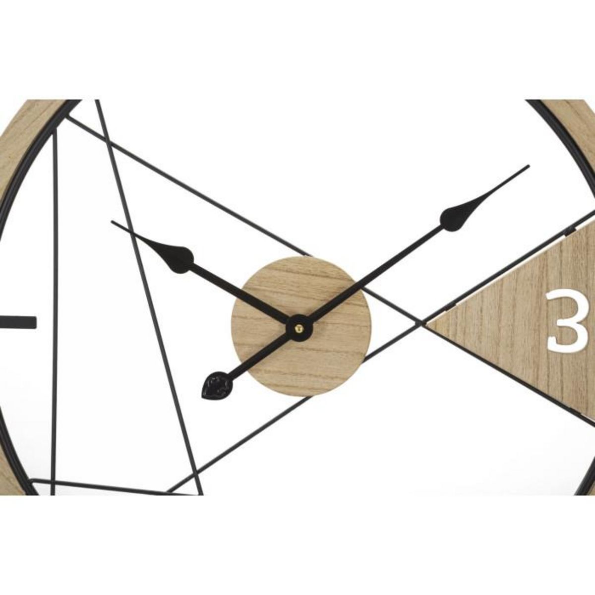 Paris Prix Horloge Murale en Métal  Geometric  60cm Naturel & Noir