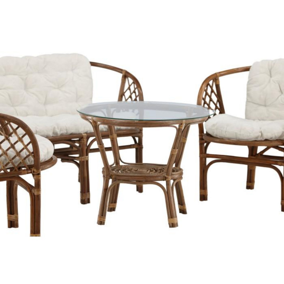 Paris Prix Salon de Jardin 4 Places en Rotin  Wera  115cm Naturel