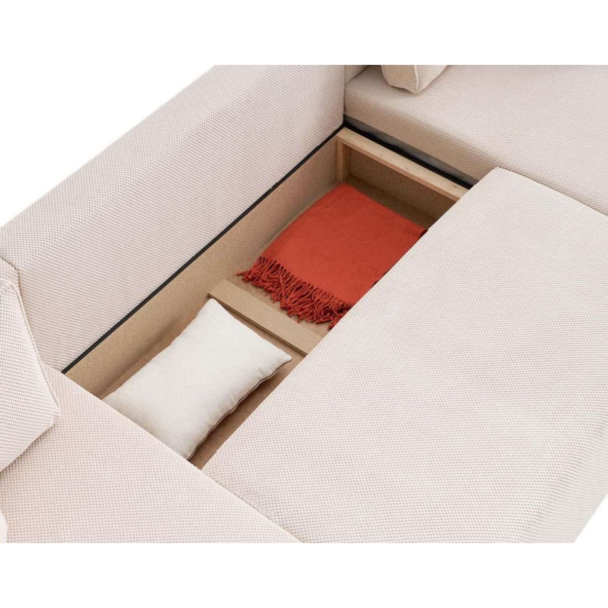 BEST MOBILIER Topaze - canapé panoramique en u 7 places convertible avec coffre en velours texturé