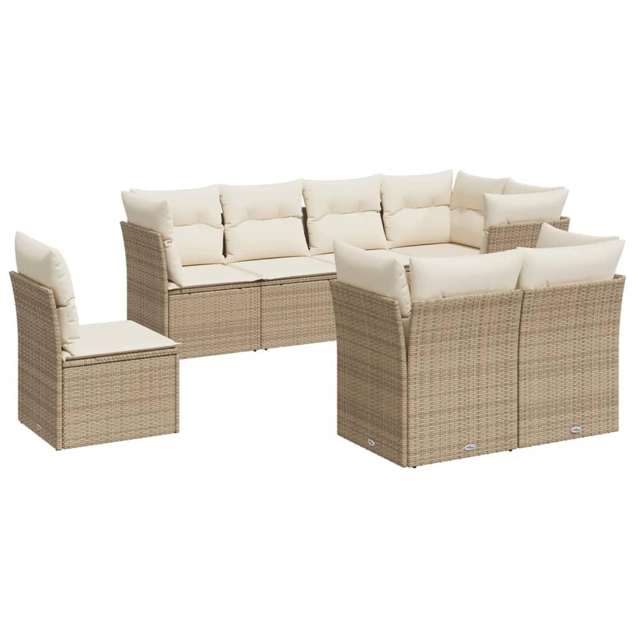 Voir la diapositive 2 : VIDAXL Salon de jardin avec coussins 8 pcs beige resine tressee
