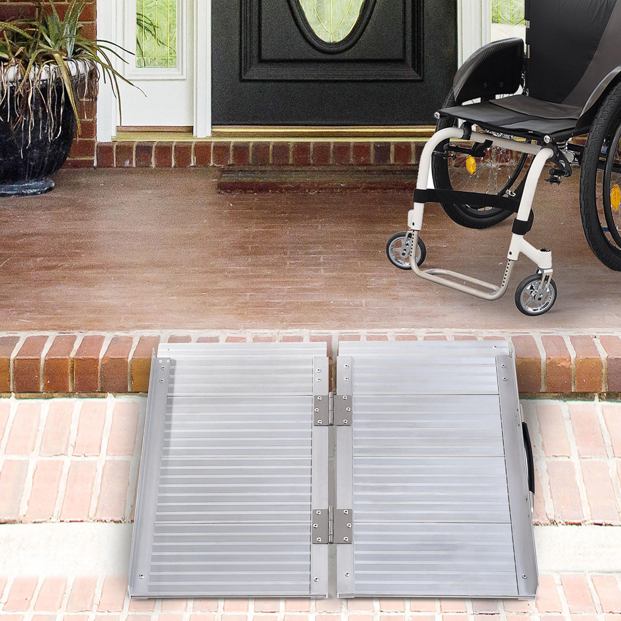Voir la diapositive 2 : HOMCOM Rampe de fauteuil roulant rampe de chargement antidérapante pliable avec bordures de sécurité max. 270 Kg alu.