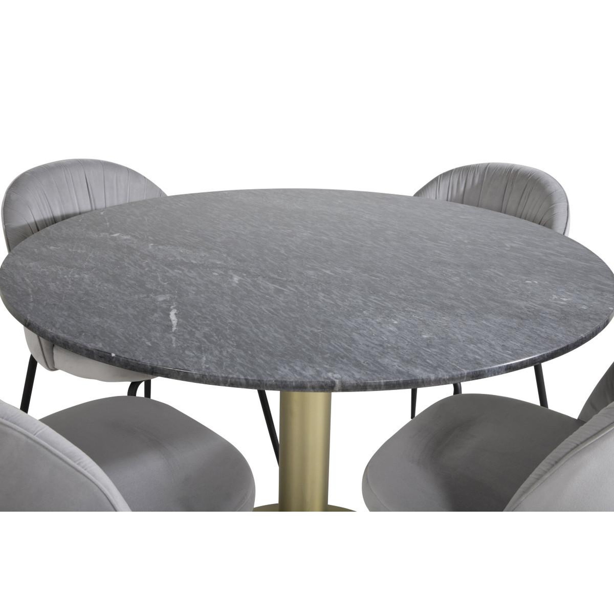 Voir la diapositive 3 : Paris Prix Ensemble table à manger & 4 chaises  estelle & wrinkles  106cm gris foncé & gris