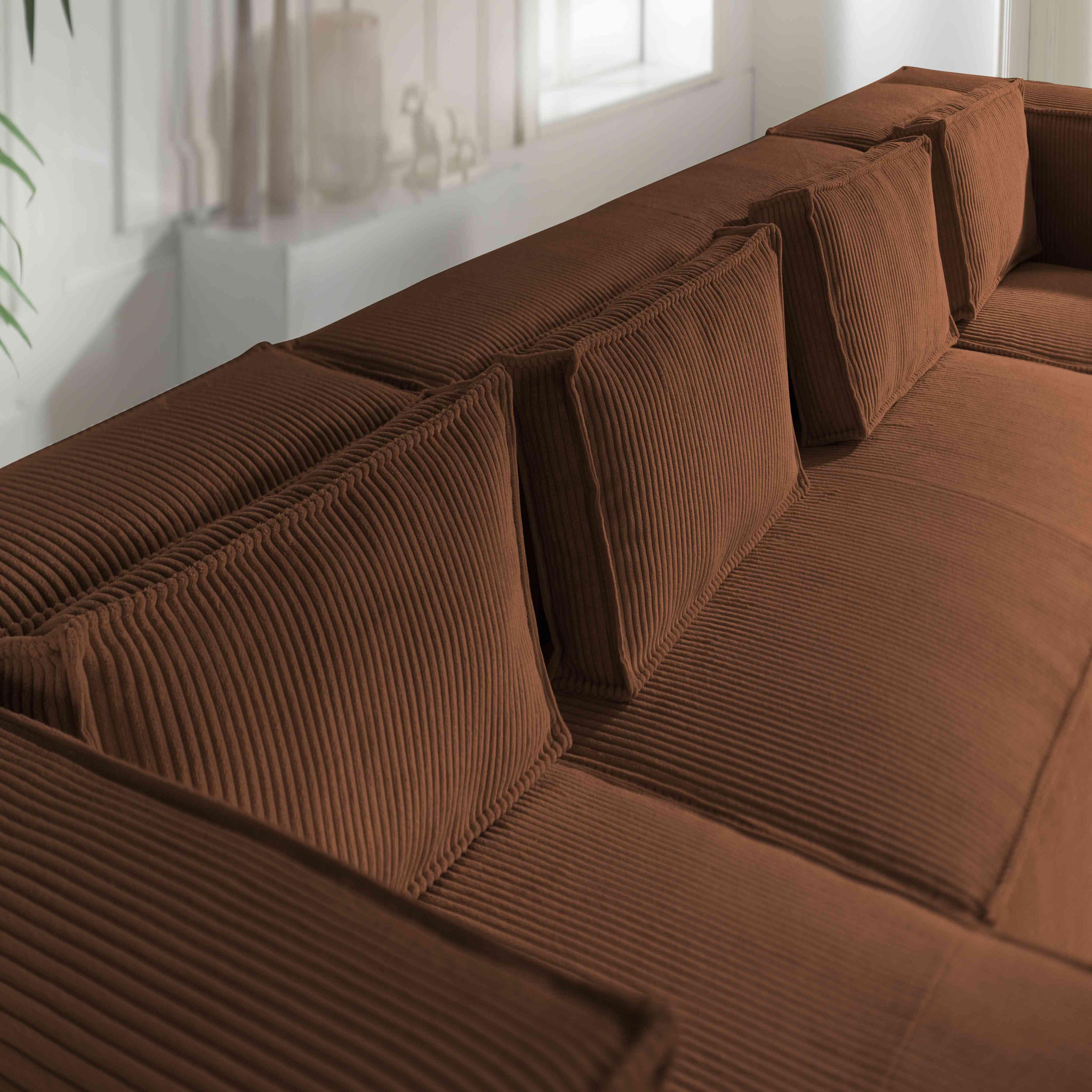 Voir la diapositive 3 : BEST MOBILIER Stella - canapé panoramique en u - 7 places - en velours côtelé