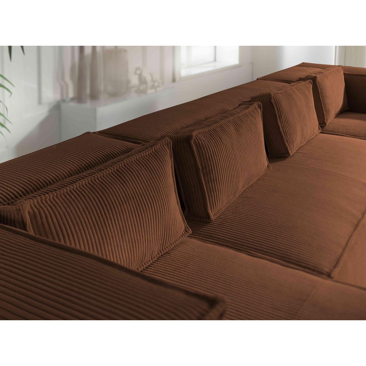 LISA DESIGN Stella - canapé panoramique en u - 7 places - en velours côtelé