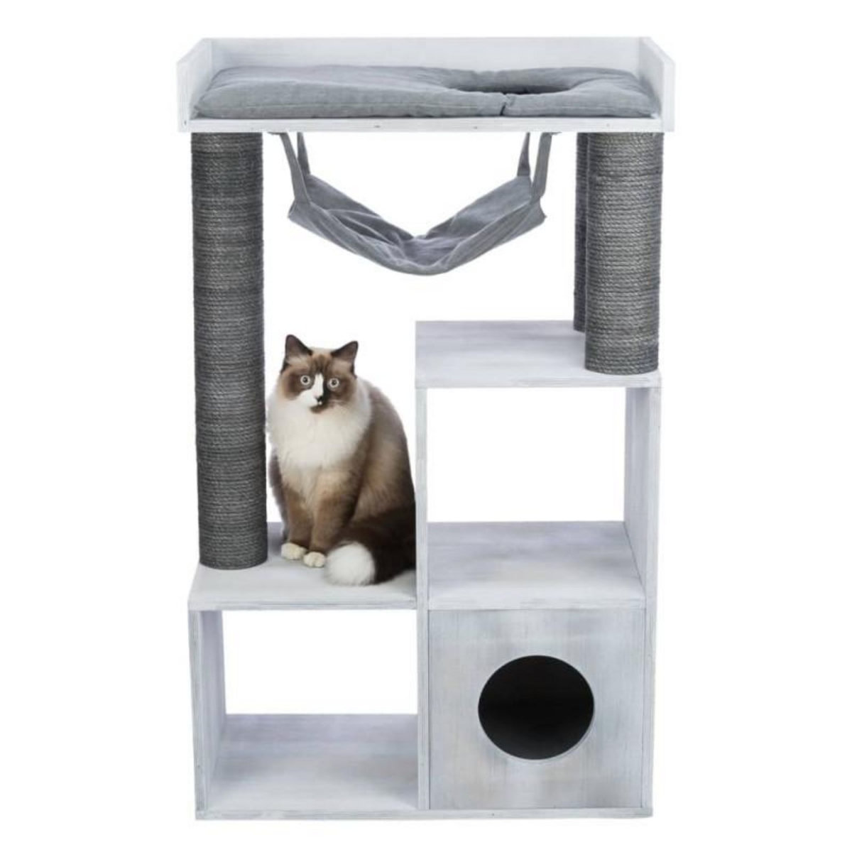 Trixie TRIXIE Griffoir pour chat avec fonction d étagère 72x38x110 cm Gris