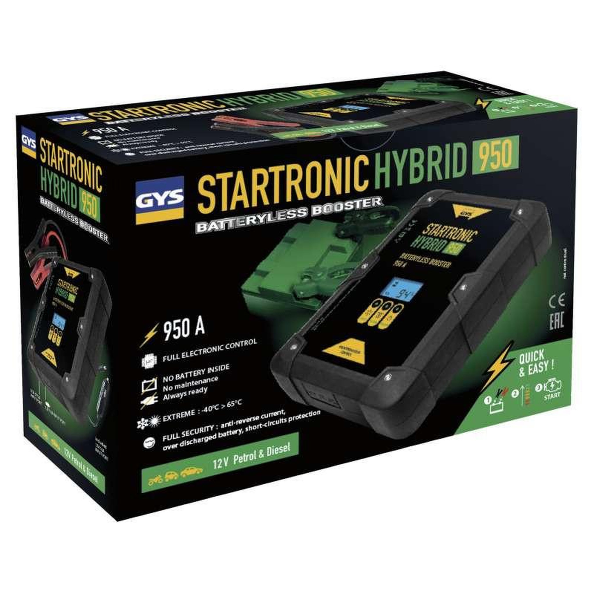 Voir la diapositive 2 : GYS Booster à supercondensateurs GYS STARTRONIC HYBRID 950 12V