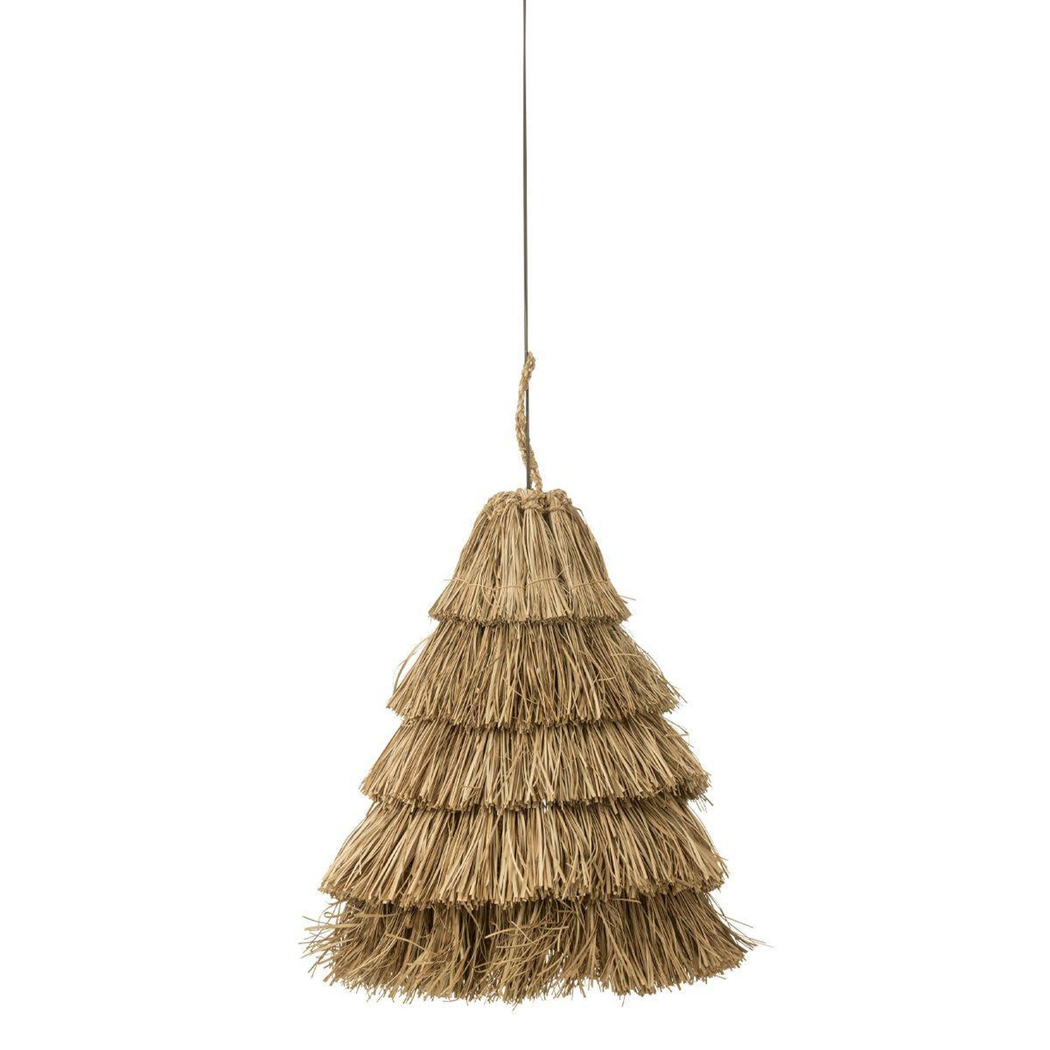 J-LINE Lampe Suspension en Jonc  5 Couches  50cm Naturel