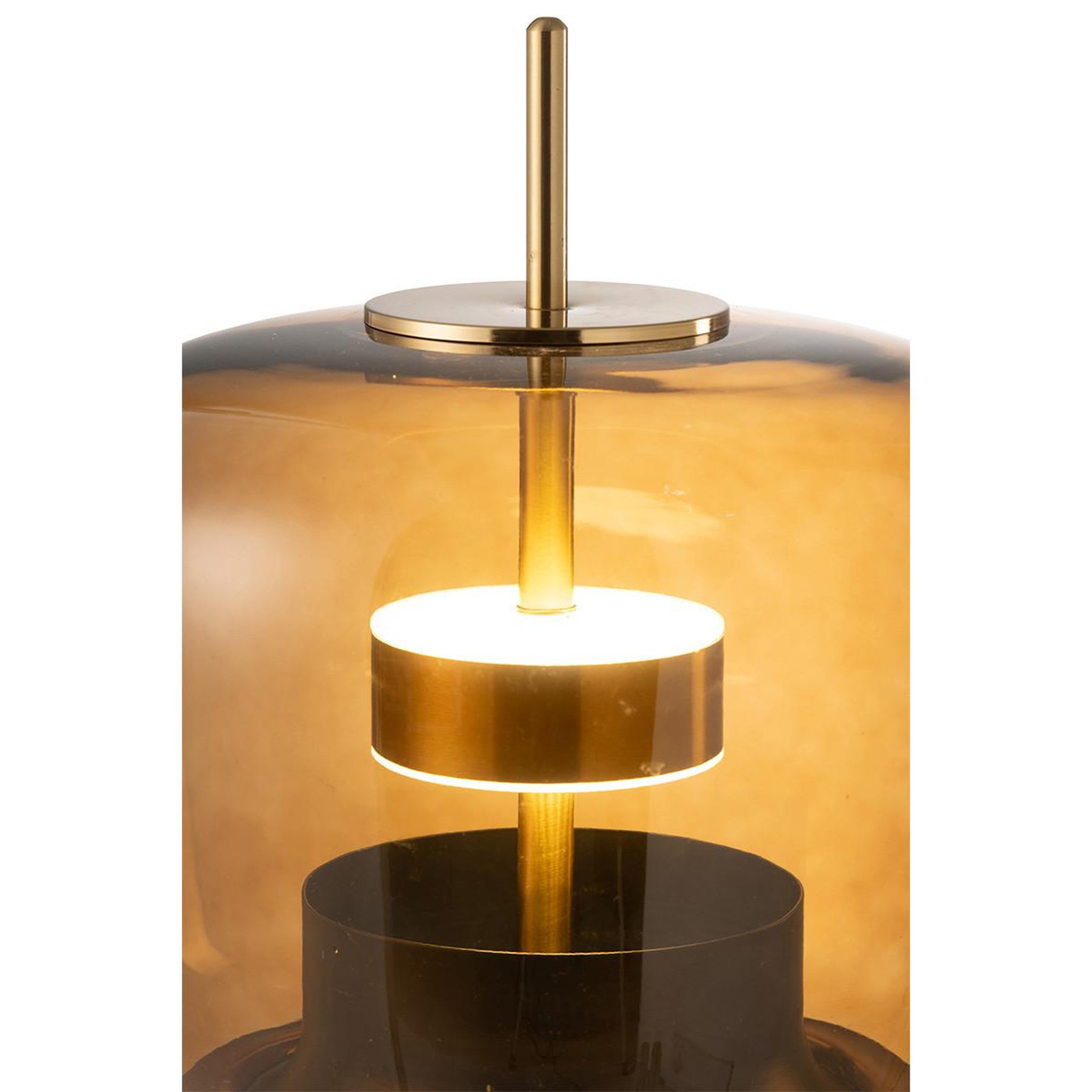 Voir la diapositive 2 : J-LINE Lampe à poser en verre à led  omar  58cm marron
