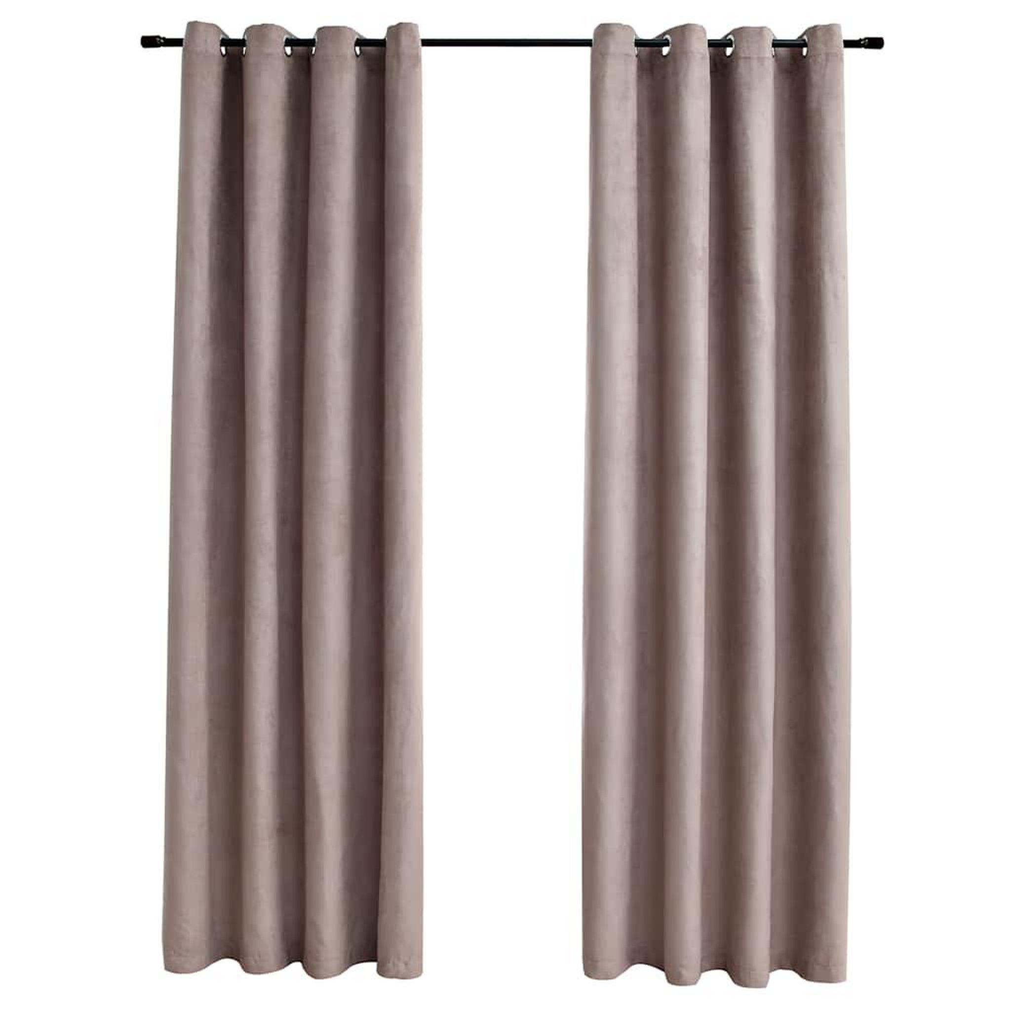 Voir la diapositive 2 : VIDAXL Rideaux occultants avec anneaux en metal 2 pcs Taupe 140x175 cm