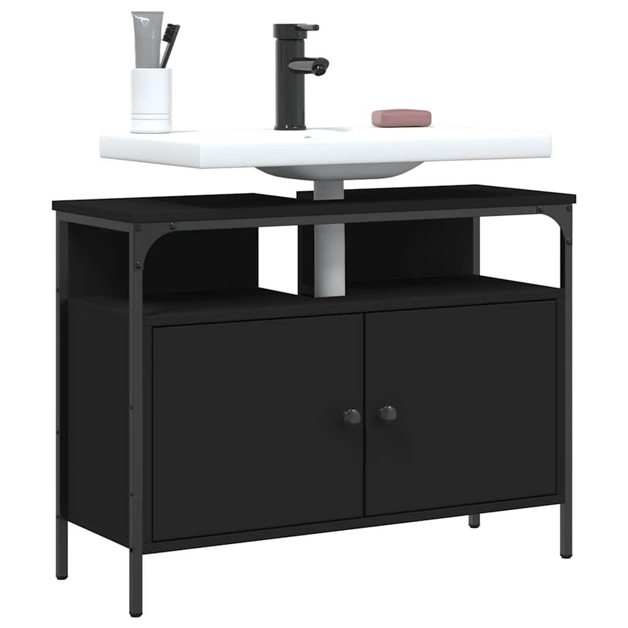 VIDAXL Armoire lavabo de salle de bain noir 80x30x60 cm