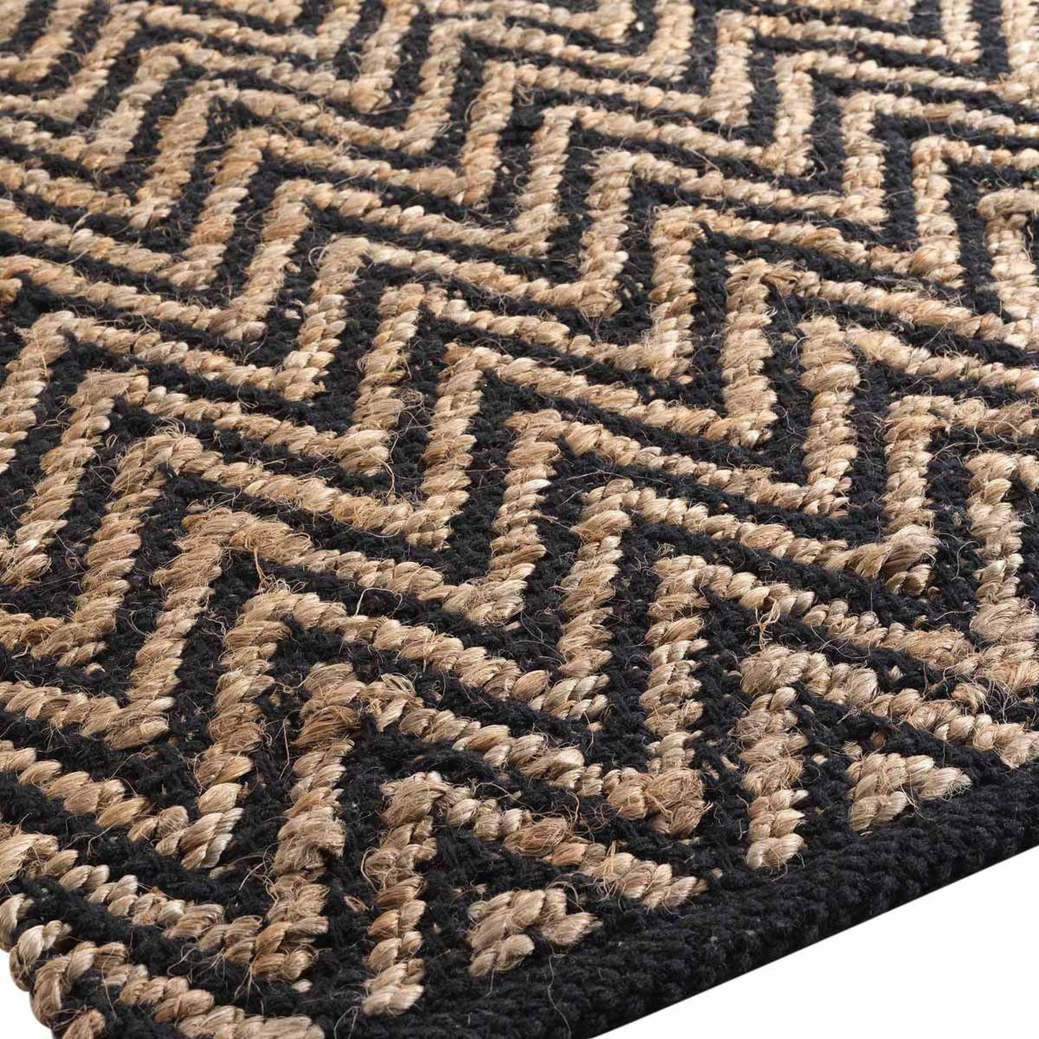 Voir la diapositive 2 : Douceur d'Intérieur Tapis déco en jute  zigzag  120x170cm noir & beige