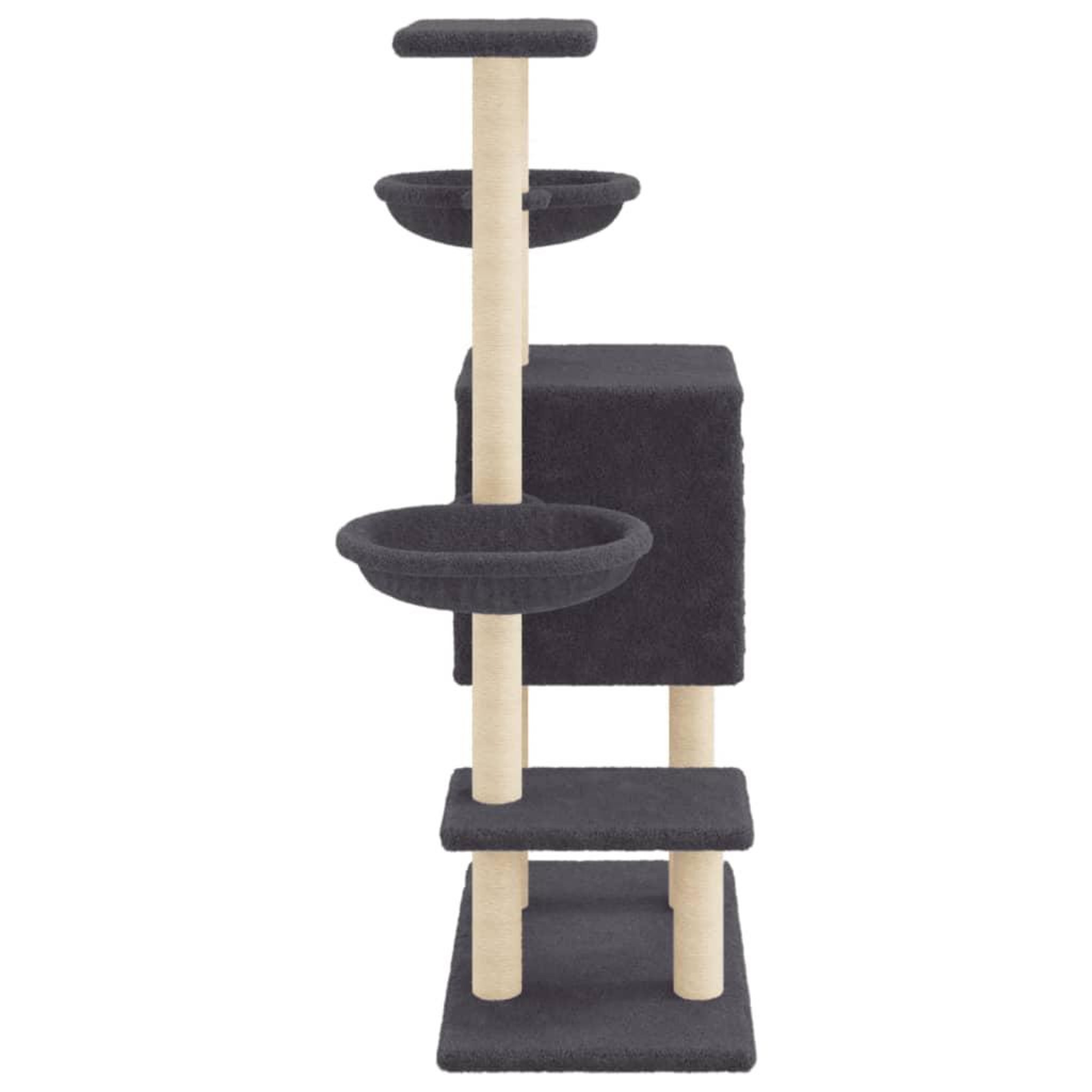 Voir la diapositive 5 : VIDAXL Arbre a chat avec griffoirs en sisal gris fonce 117 cm