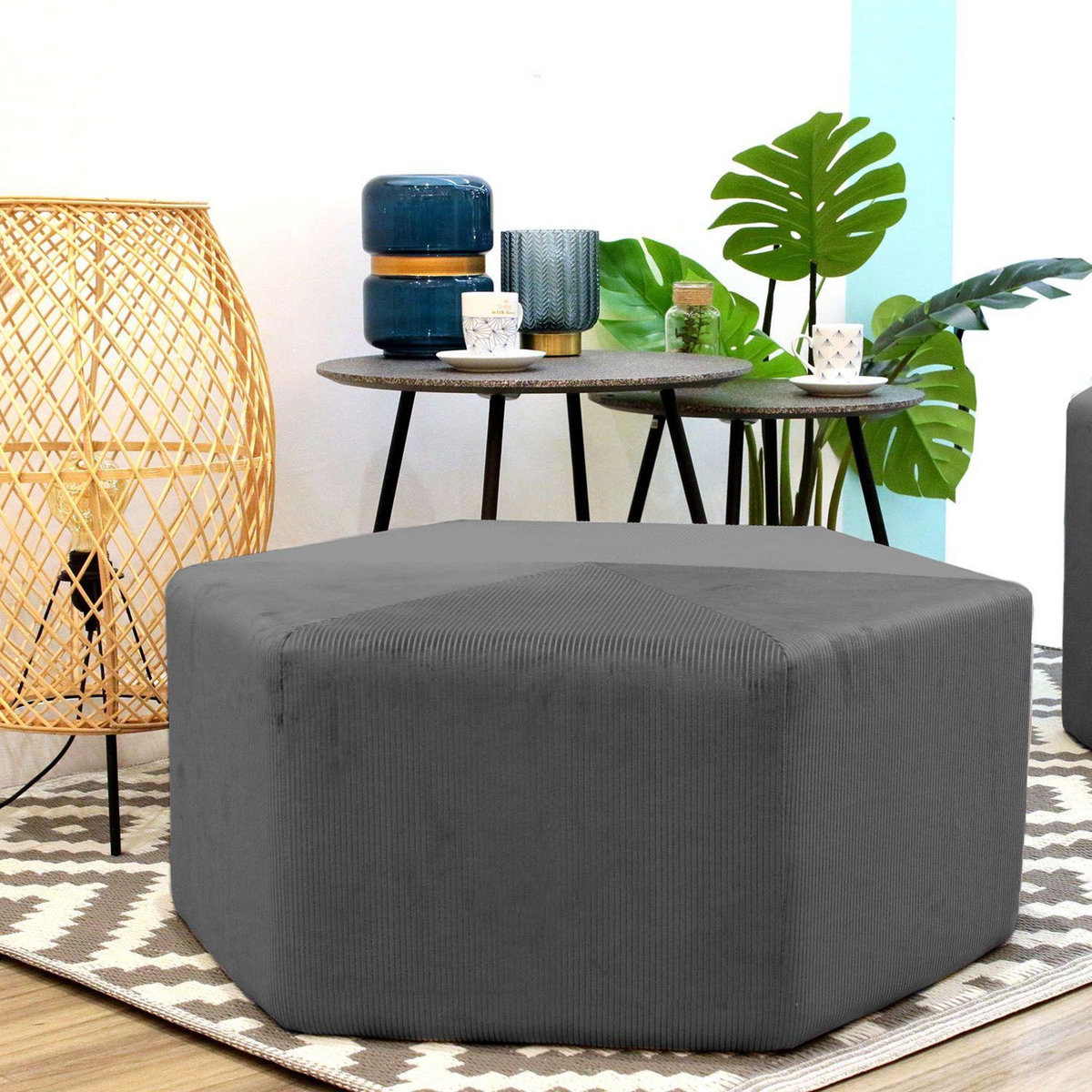 The Home Deco Factory Pouf XXL design velours Giulia