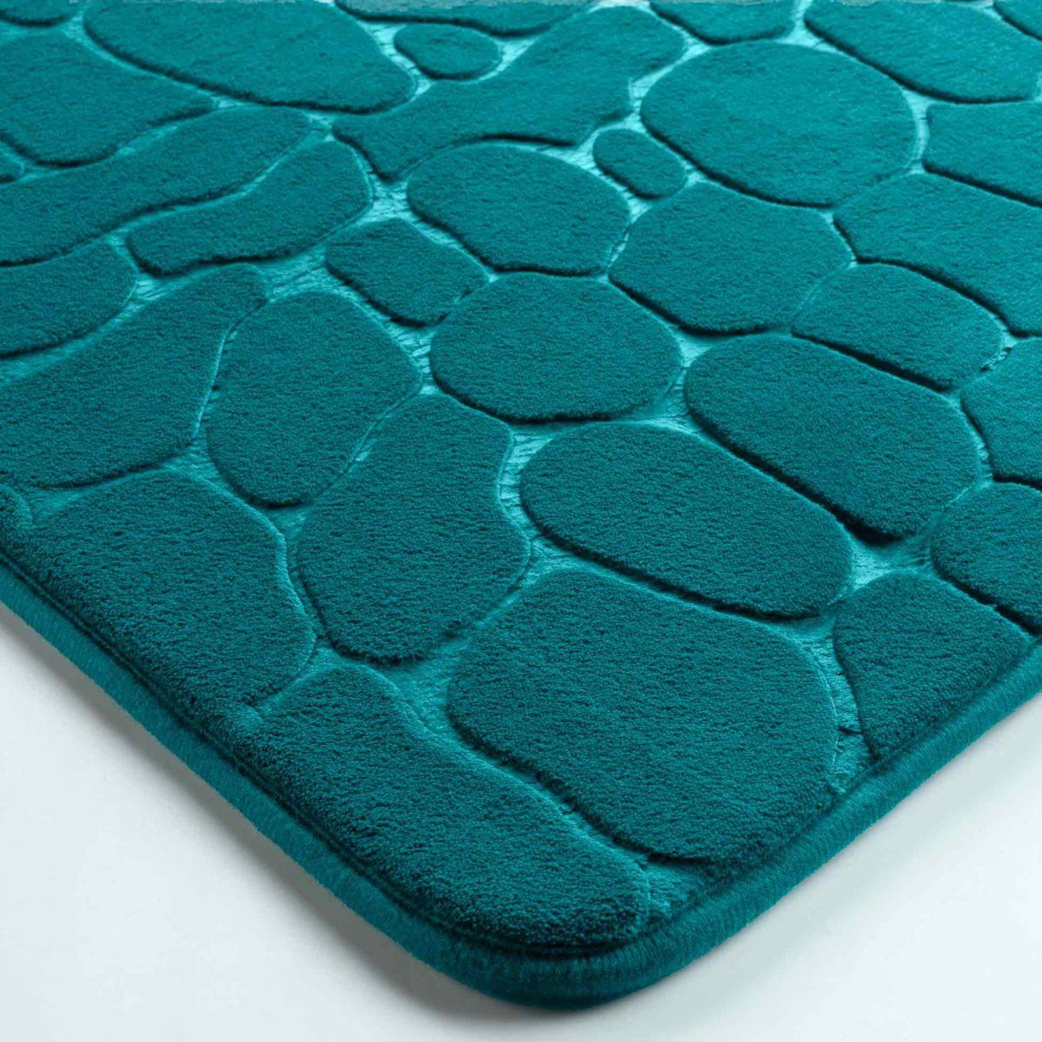 Voir la diapositive 3 : Douceur d'Intérieur Tapis de bain  ricochet  50x120cm bleu émeraude