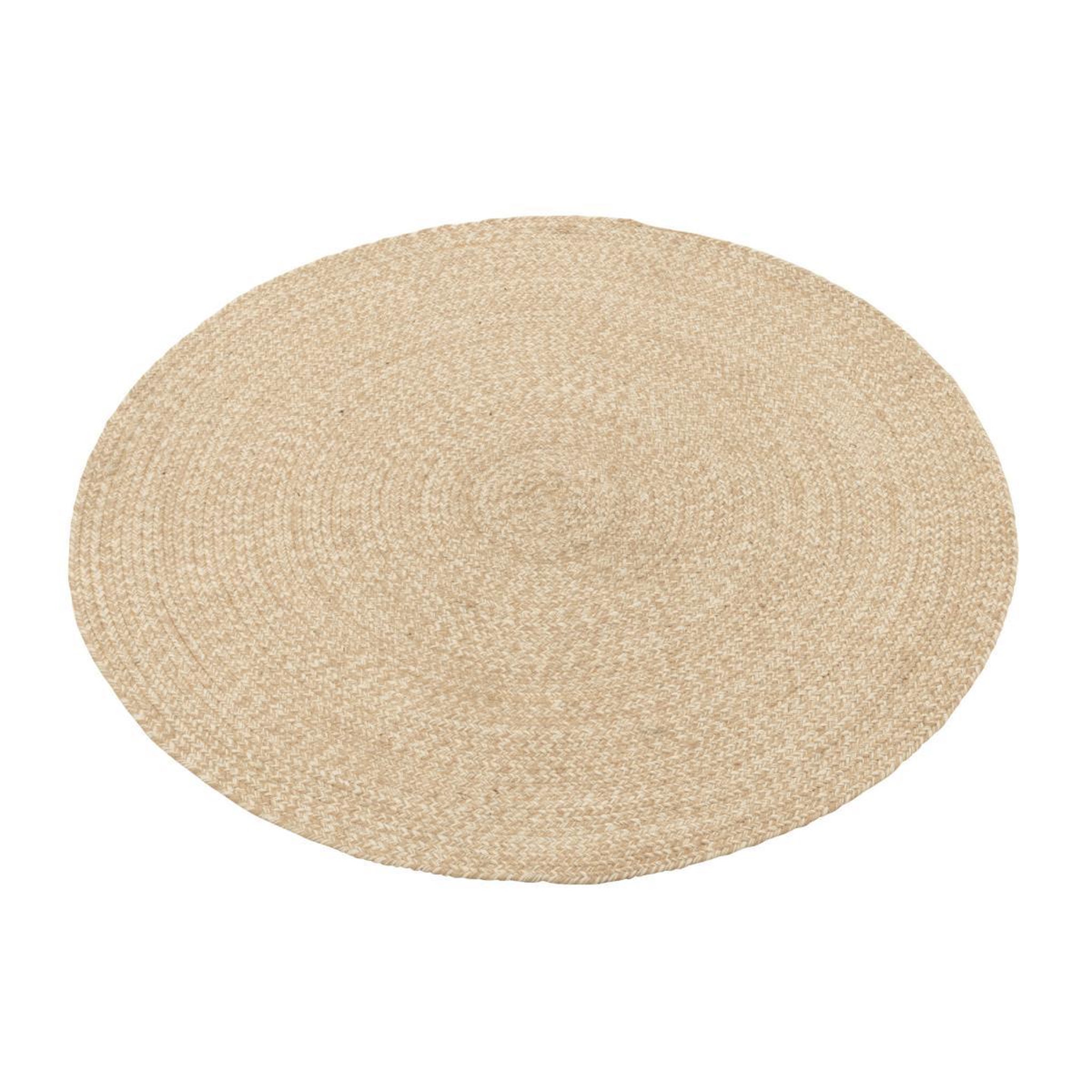 J-LINE Tapis rond bohème  miami  120cm naturel & blanc