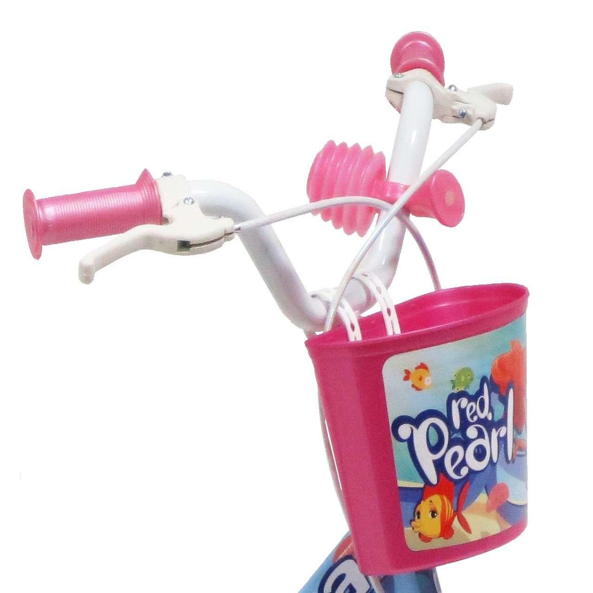 Voir la diapositive 4 : Vélo enfant - Modème 12'' Sea-Life pour enfant de 85/100 cm avec stabilisateurs à molettes - 1 Frein - Panier avant et roue à batons.