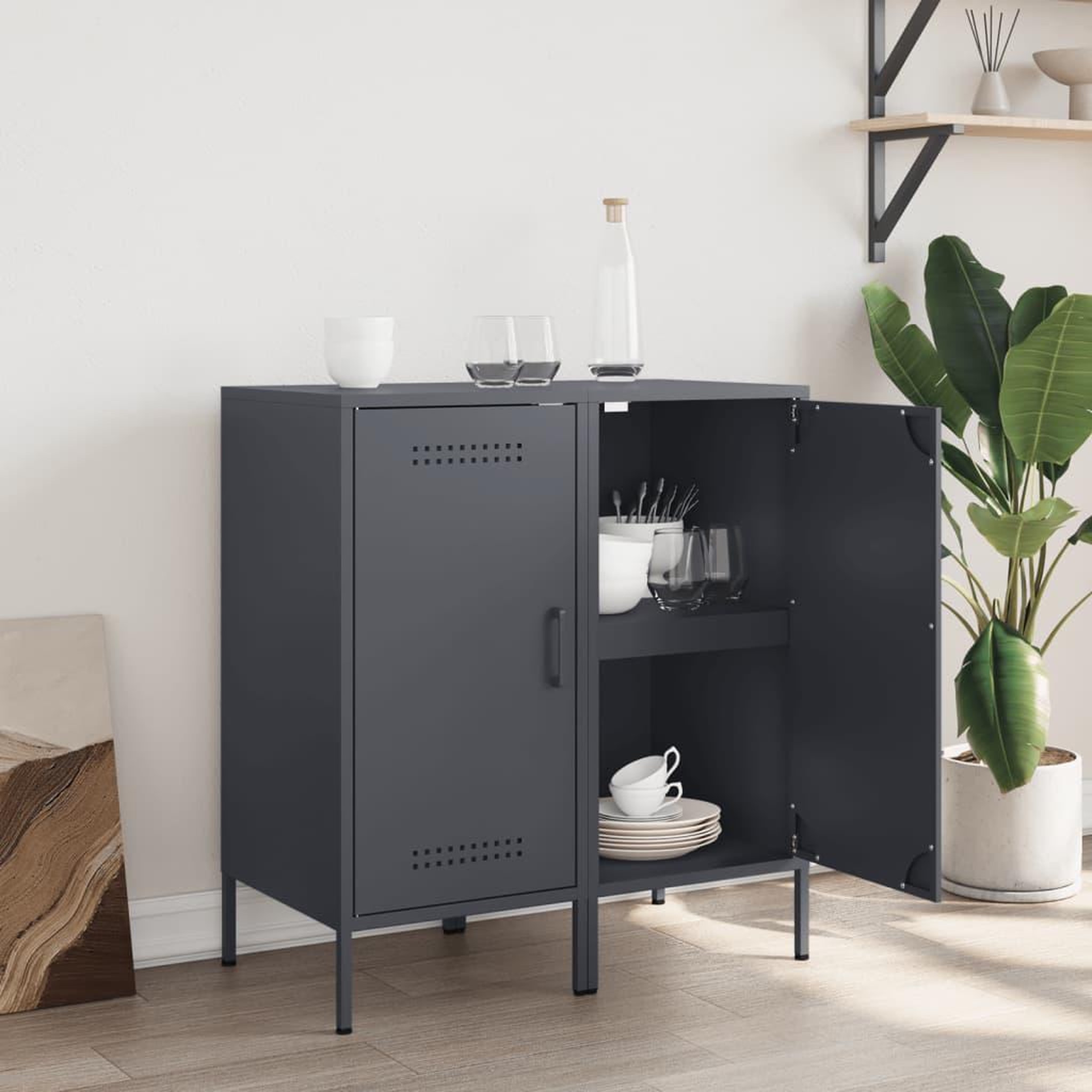 Voir la diapositive 3 : VIDAXL Buffets 2 pcs anthracite 36x39x79 cm acier