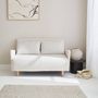 Voir la diapositive 2 : SWEEEK Canapé convertible 2 places scandinave - Panam - pieds bois. bouclettes blanches. banquette. dossier inclinable
