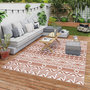 Voir la diapositive 2 : OUTSUNNY Tapis d'extérieur réversible motif graphique dim. 1,8 x 2,7 m sac transport inclus terracotta beige