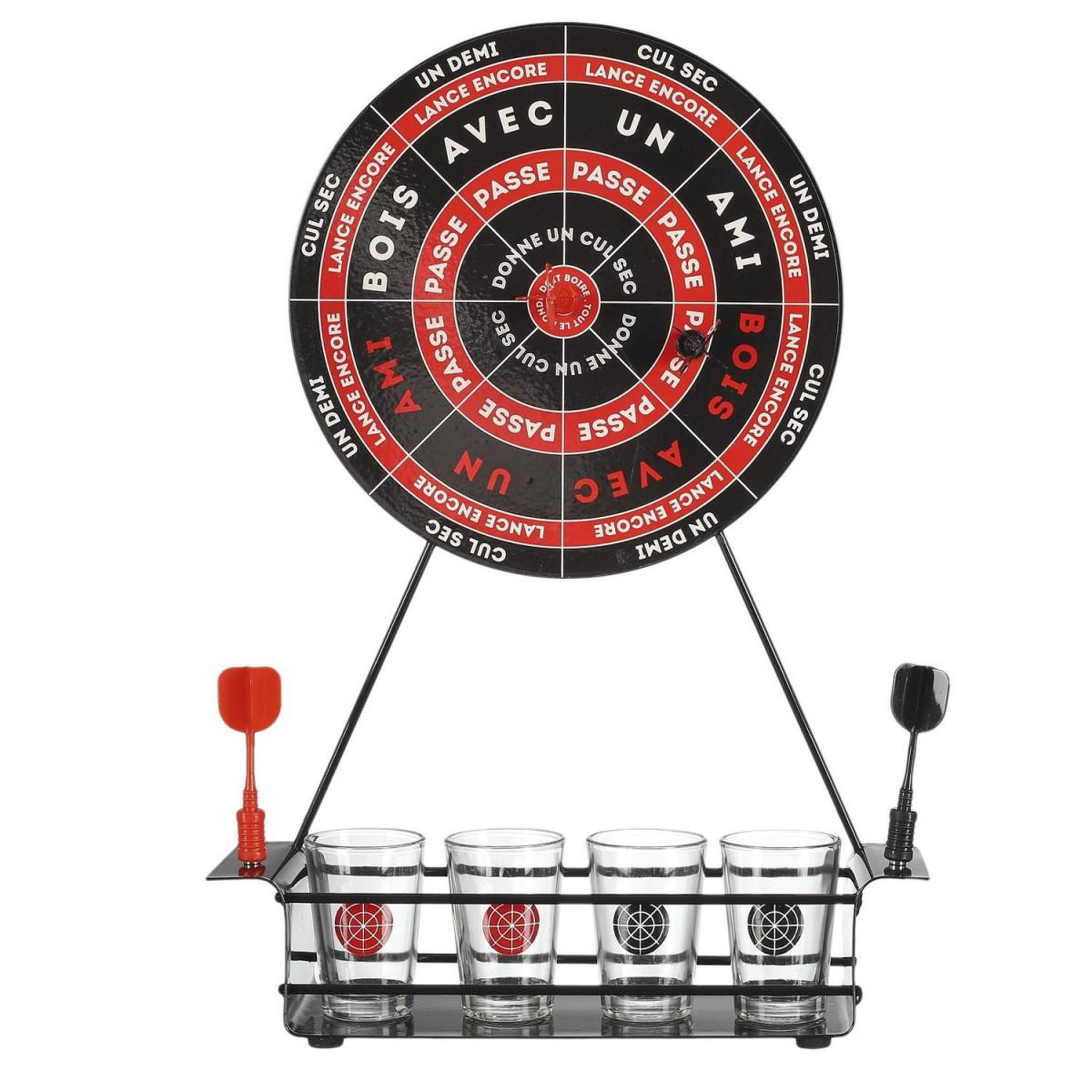MISTER GADGET Jeu à boire  cible & 4 fléchettes  35cm noir