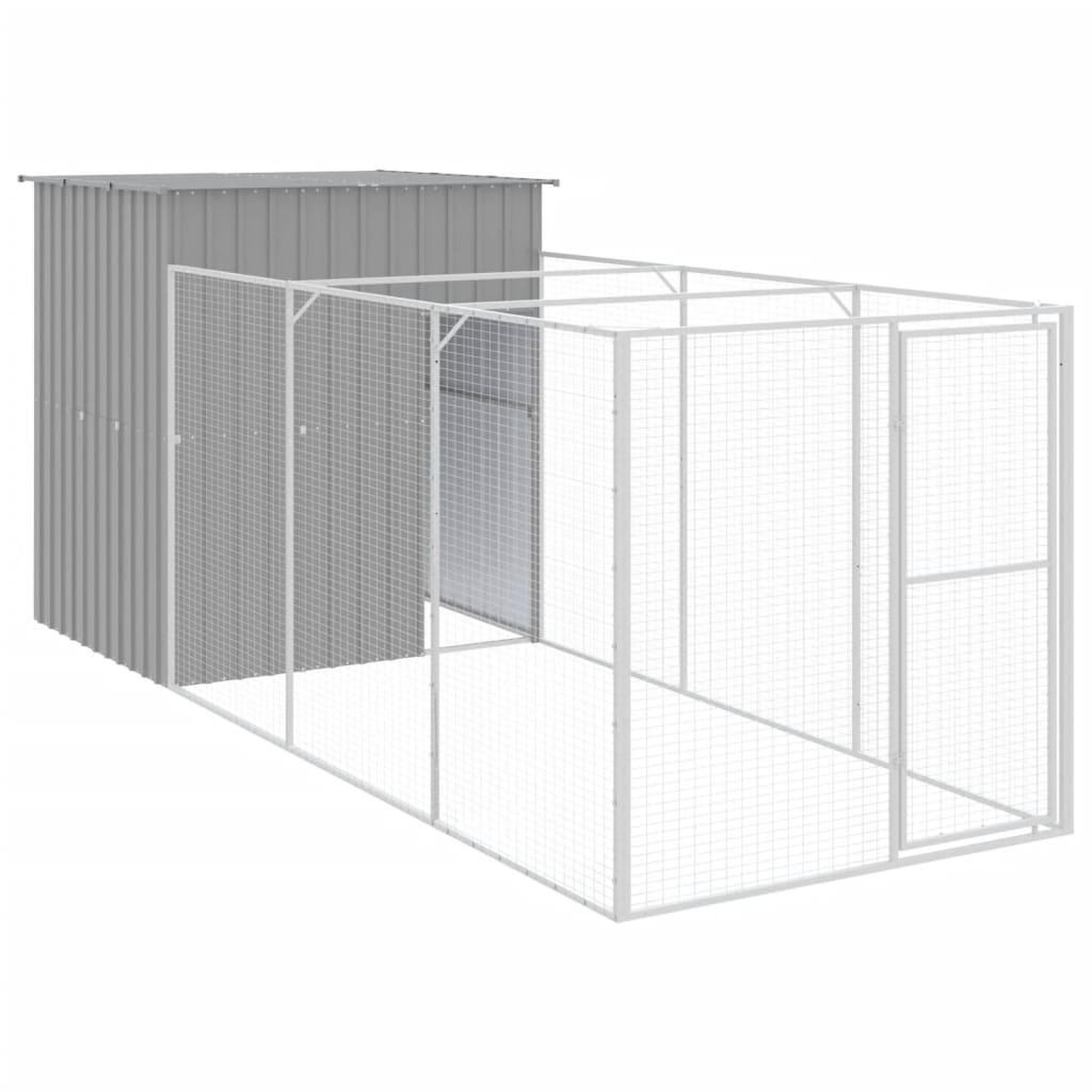 Voir la diapositive 2 : VIDAXL Niche pour chien avec cour gris clair 165x455x181 cm