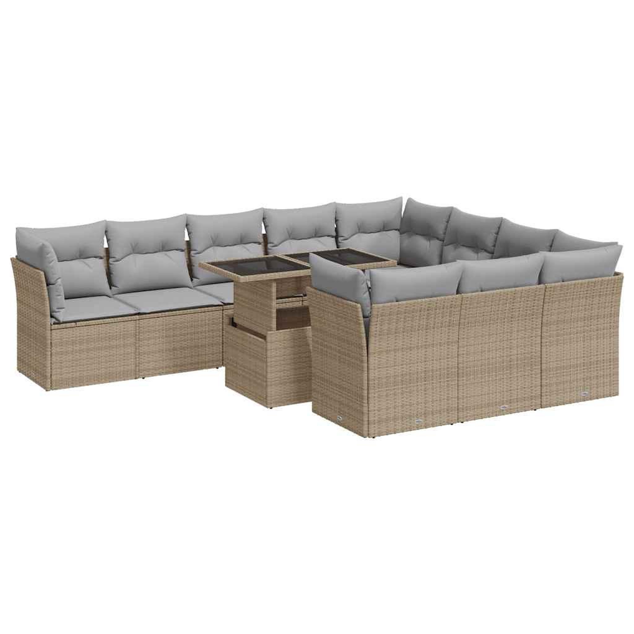 Voir la diapositive 2 : VIDAXL Salon de jardin 11 pcs avec coussins beige resine tressee