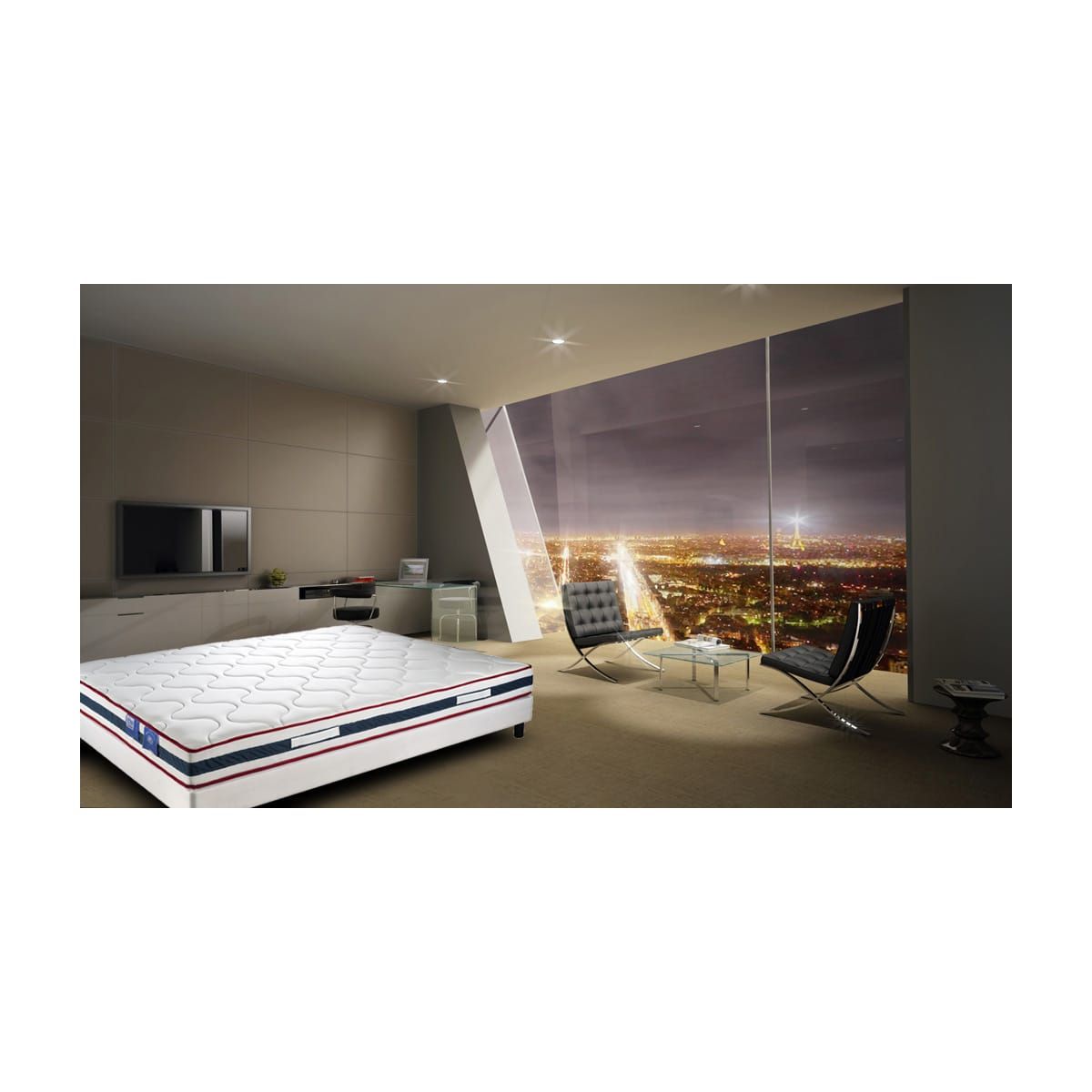 BELLE LITERIE BENOIST Ensemble matelas ressorts ensachés et sommier tapissier 160x200cm CONCORDE/ELOISE