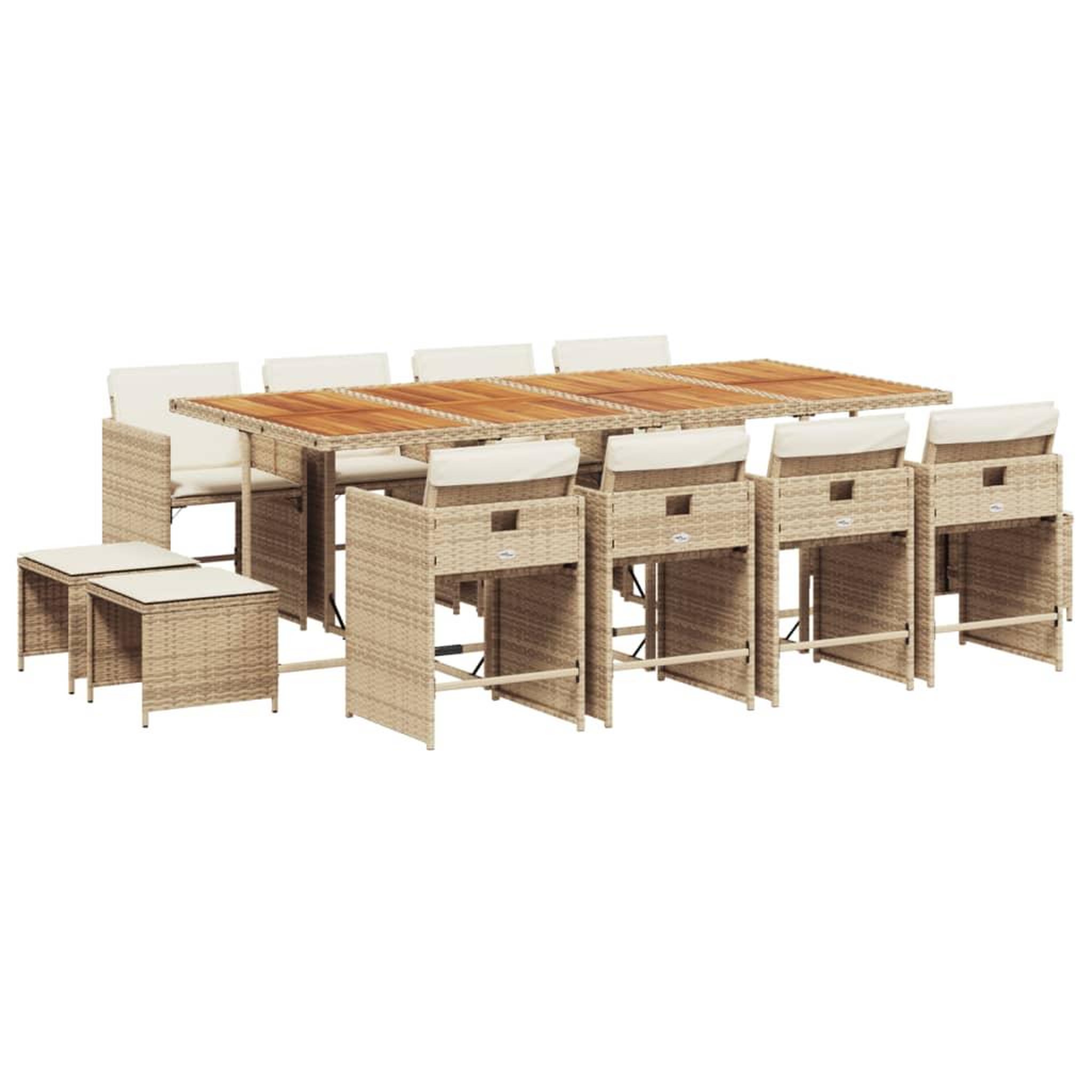 Voir la diapositive 2 : VIDAXL Ensemble a manger de jardin et coussins 13 pcs beige