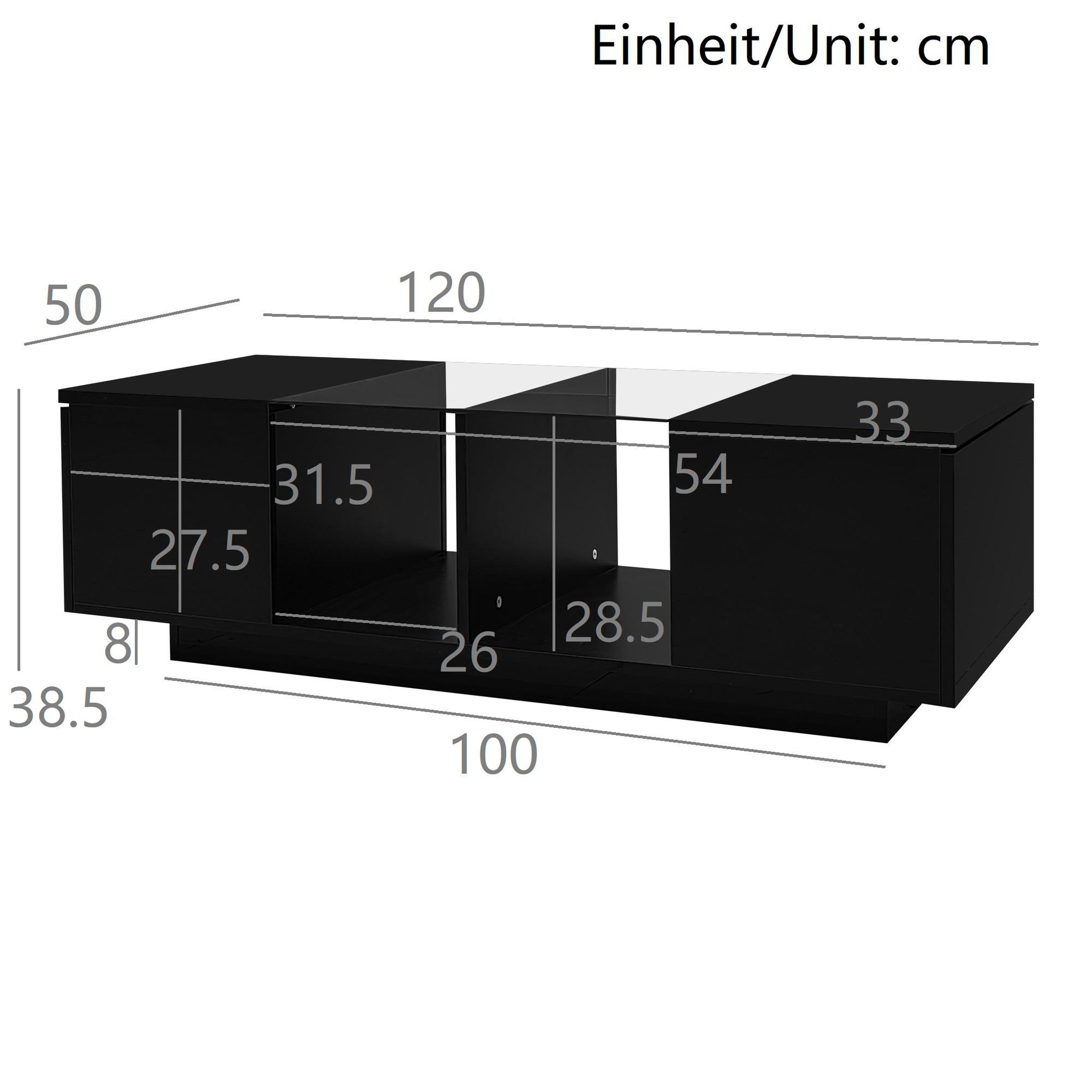 Voir la diapositive 4 : MERAX Table Basse Avec 2 Portes Et 2 Niches