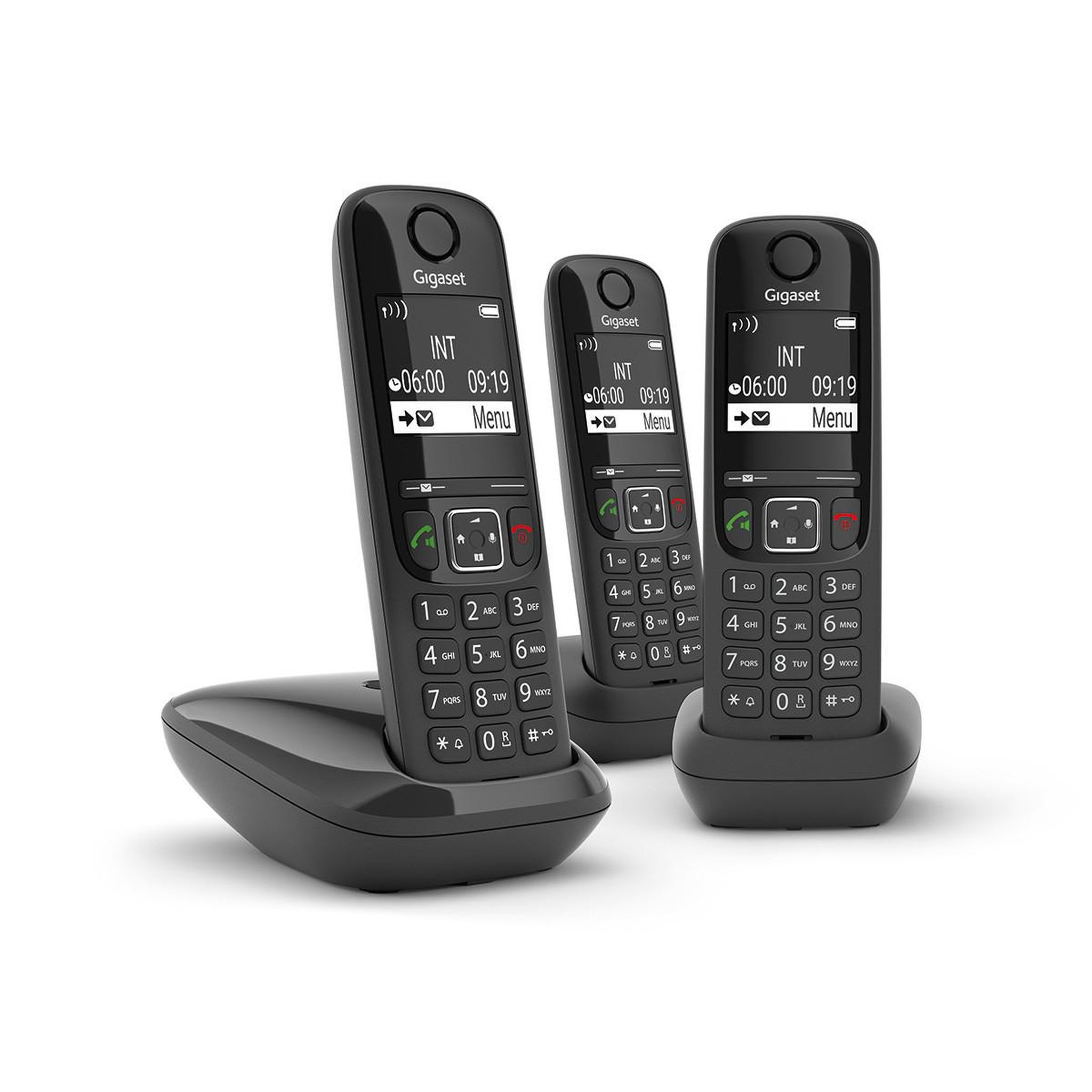 Voir la diapositive 2 : GIGASET Téléphone sans fil DECT Gigaset AS690 Trio avec identification de l'appelant Noir