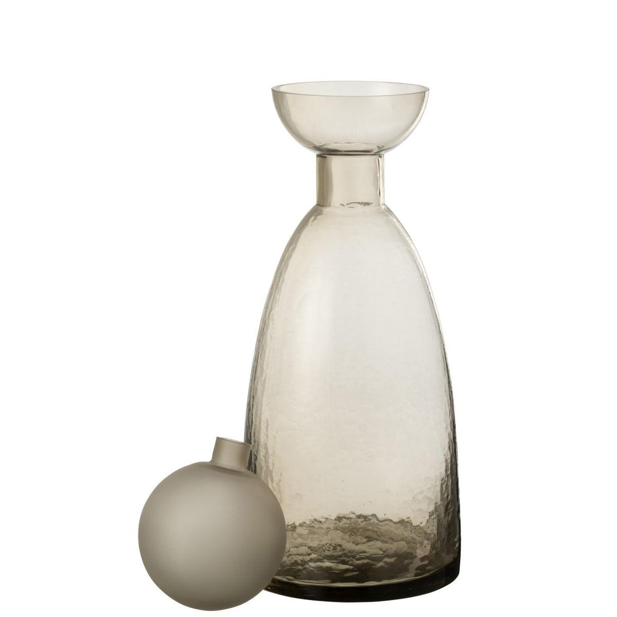 Voir la diapositive 2 : J-LINE Vase bouteille bouchon en verre  yoko  43cm grège