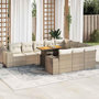 Voir la diapositive 1 : VIDAXL Salon de jardin avec coussins 10pcs beige resine tressee acacia
