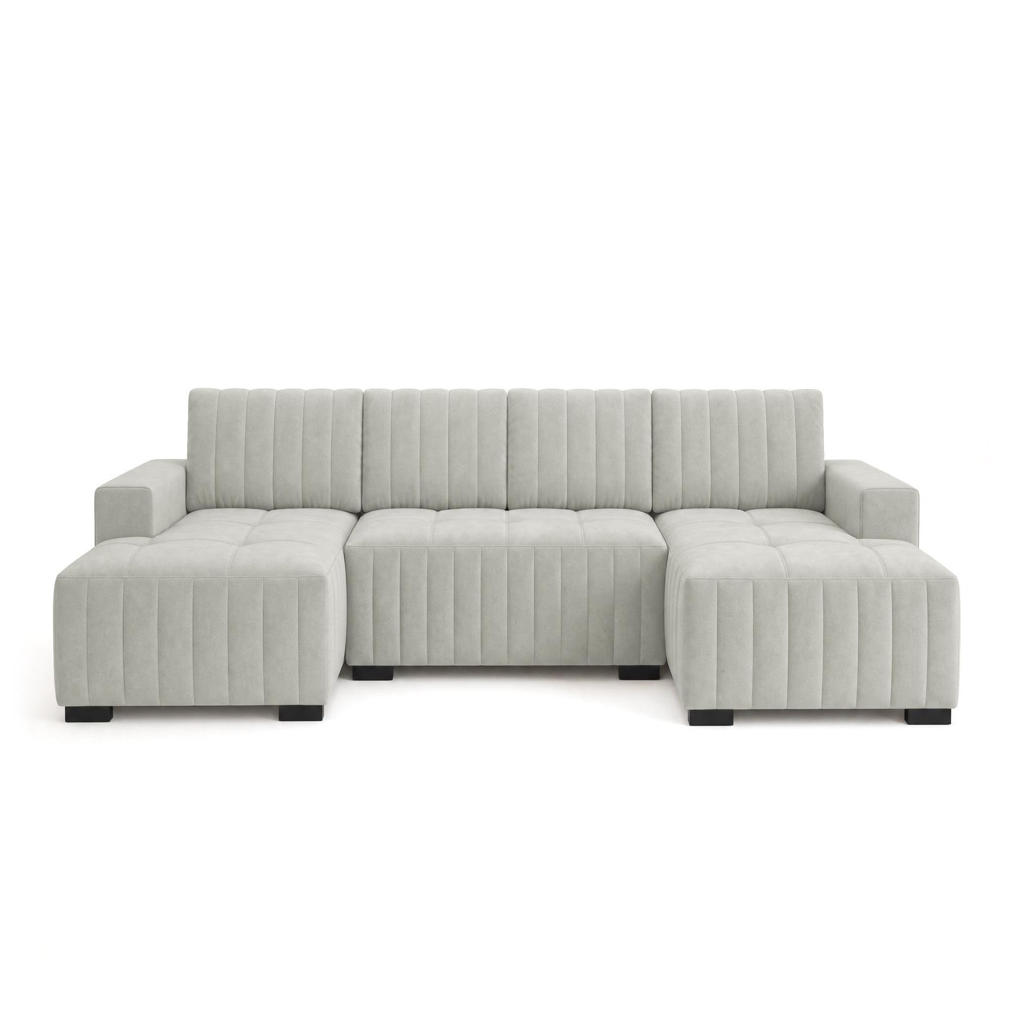 Voir la diapositive 1 : BEST MOBILIER Lazare - canapé panoramique en u 7 places convertible avec coffre en velours
