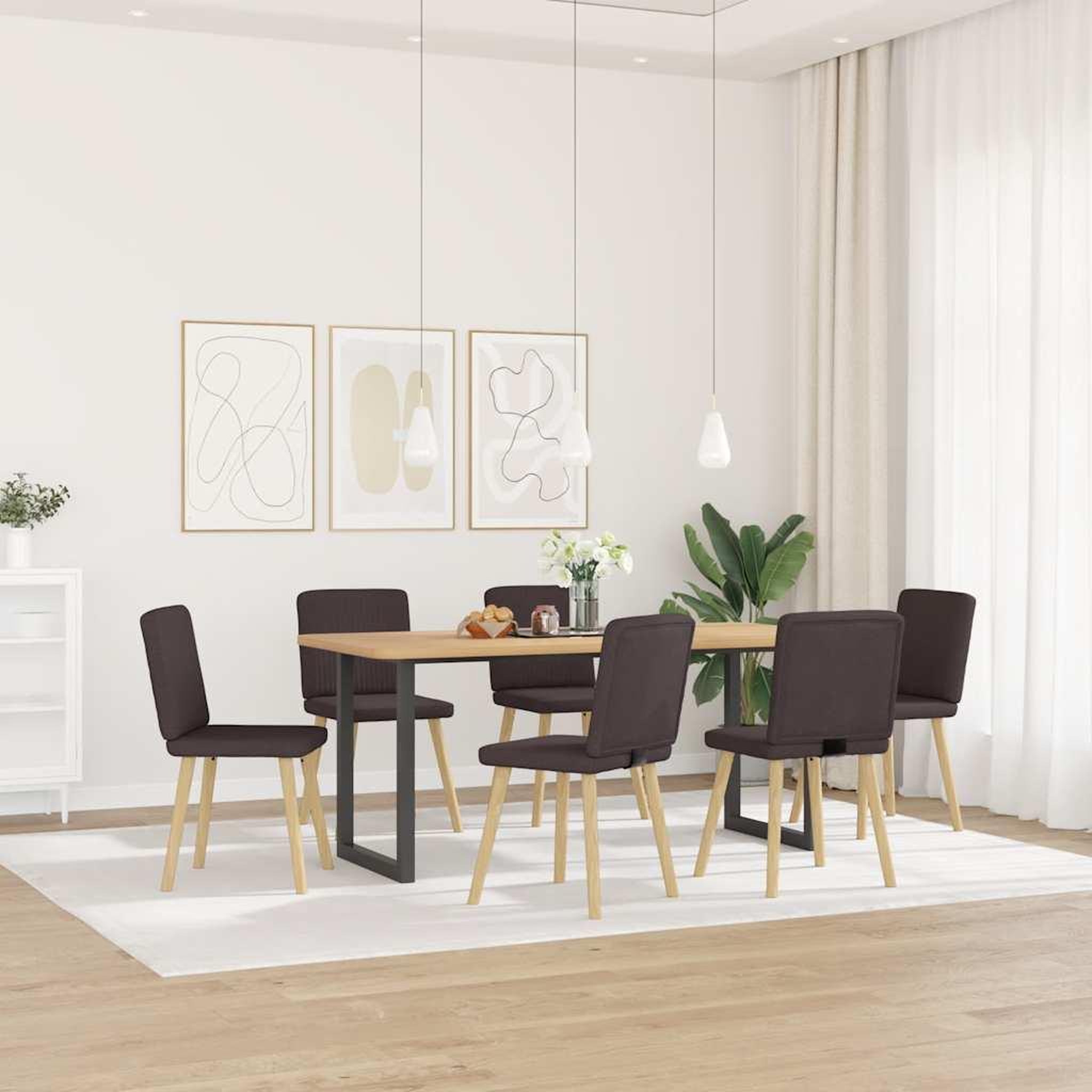VIDAXL Chaises a manger lot de 6 marron fonce tissu