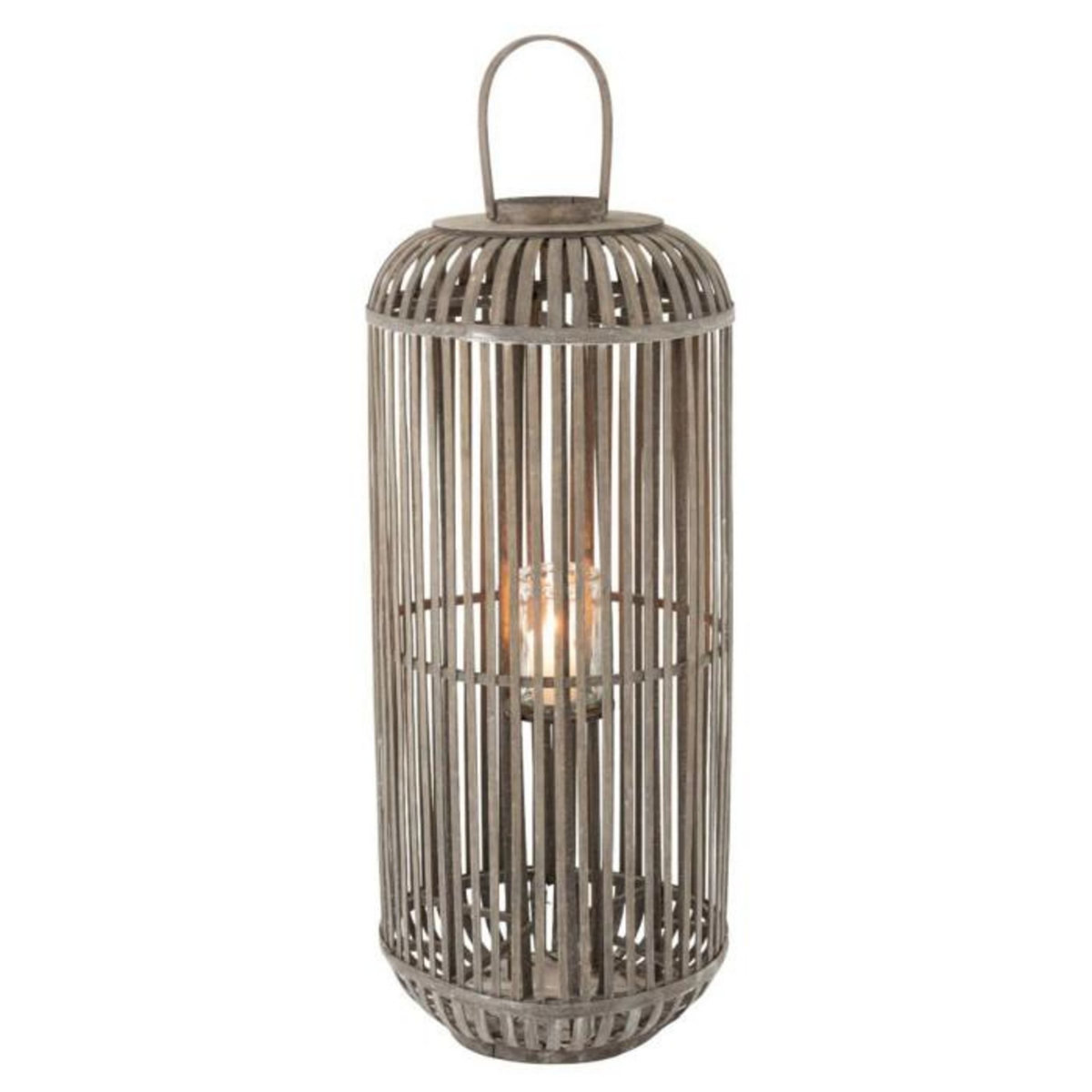 Paris Prix Lanterne Déco en Bois  Calvo  96cm Gris