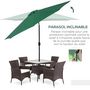 Voir la diapositive 4 : OUTSUNNY Parasol en métal rond polyester 180g/m² manivelle inclinable Ø 3 x 2,45 m vert