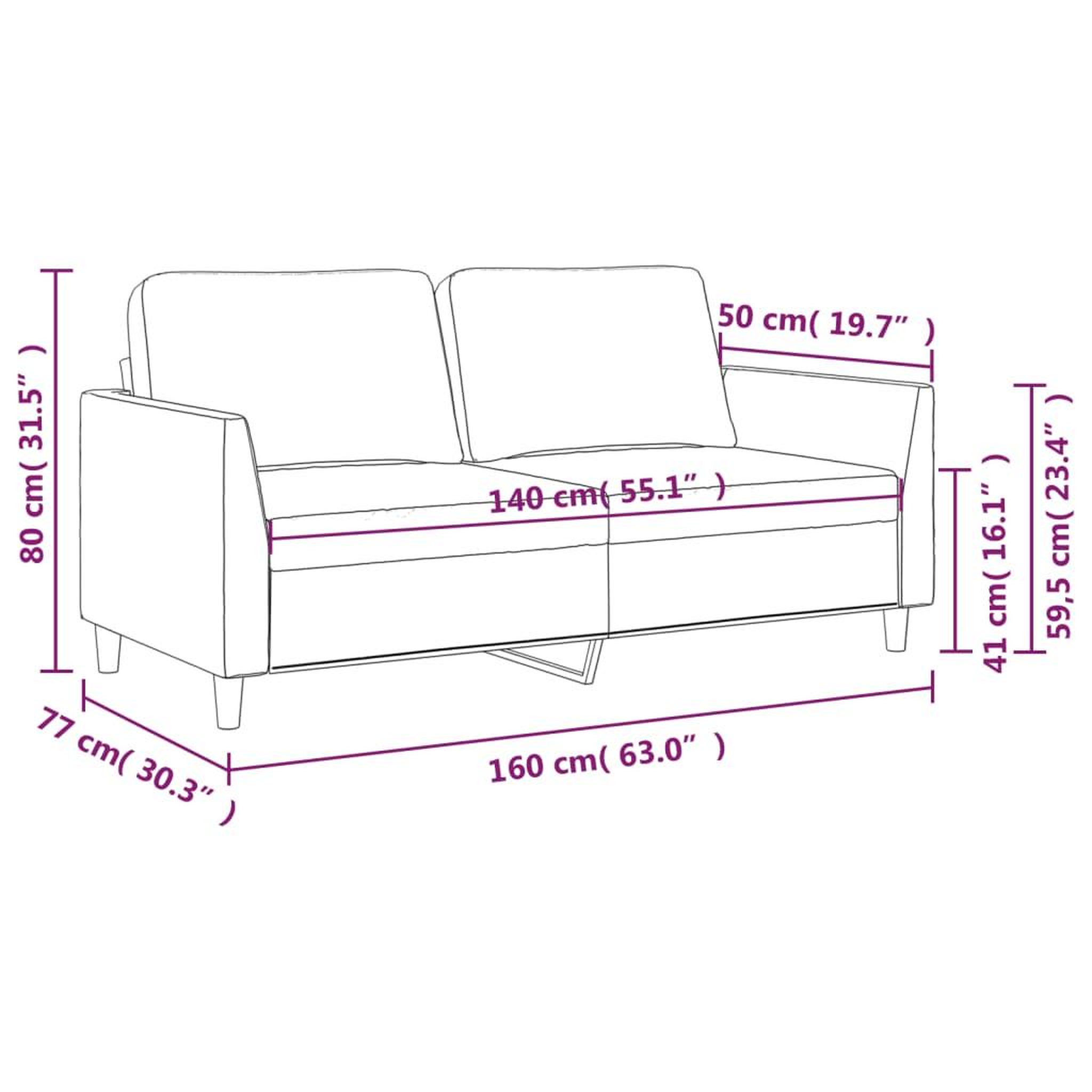 Voir la diapositive 6 : VIDAXL Canape a 2 places Noir 140 cm Similicuir