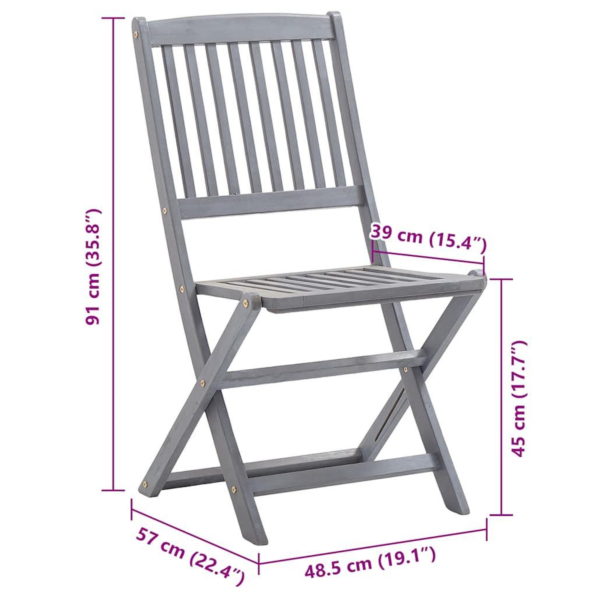 Voir la diapositive 6 : VIDAXL Chaises pliables d'exterieur lot de 8 et coussins Bois d'acacia