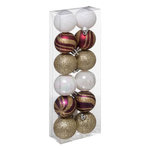 FEERIC LIGHT & CHRISTMAS Lot de 12 Boules de Noël  Héritage  4cm Rouge & Blanc