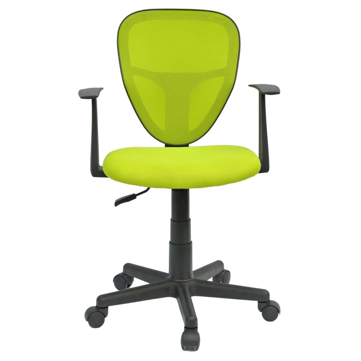 IDIMEX Chaise de bureau pour enfant STUDIO fauteuil pivotant et ergonomique avec accoudoirs, siège à roulettes hauteur réglable, mesh vert