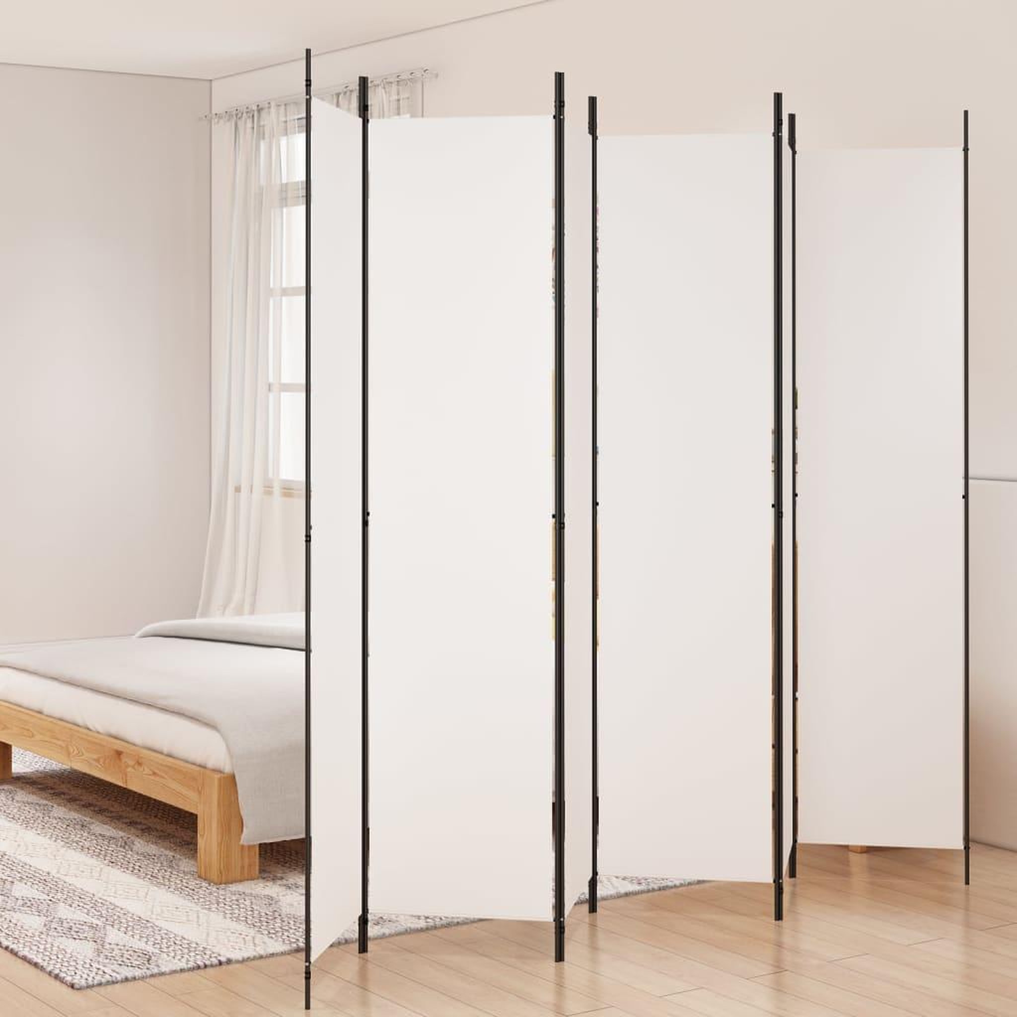 Voir la diapositive 1 : VIDAXL Cloison de separation 6 panneaux Blanc 300x220 cm Tissu