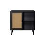 Voir la diapositive 2 : BEST MOBILIER Goto - buffet haut - noir et cannage - 80 cm