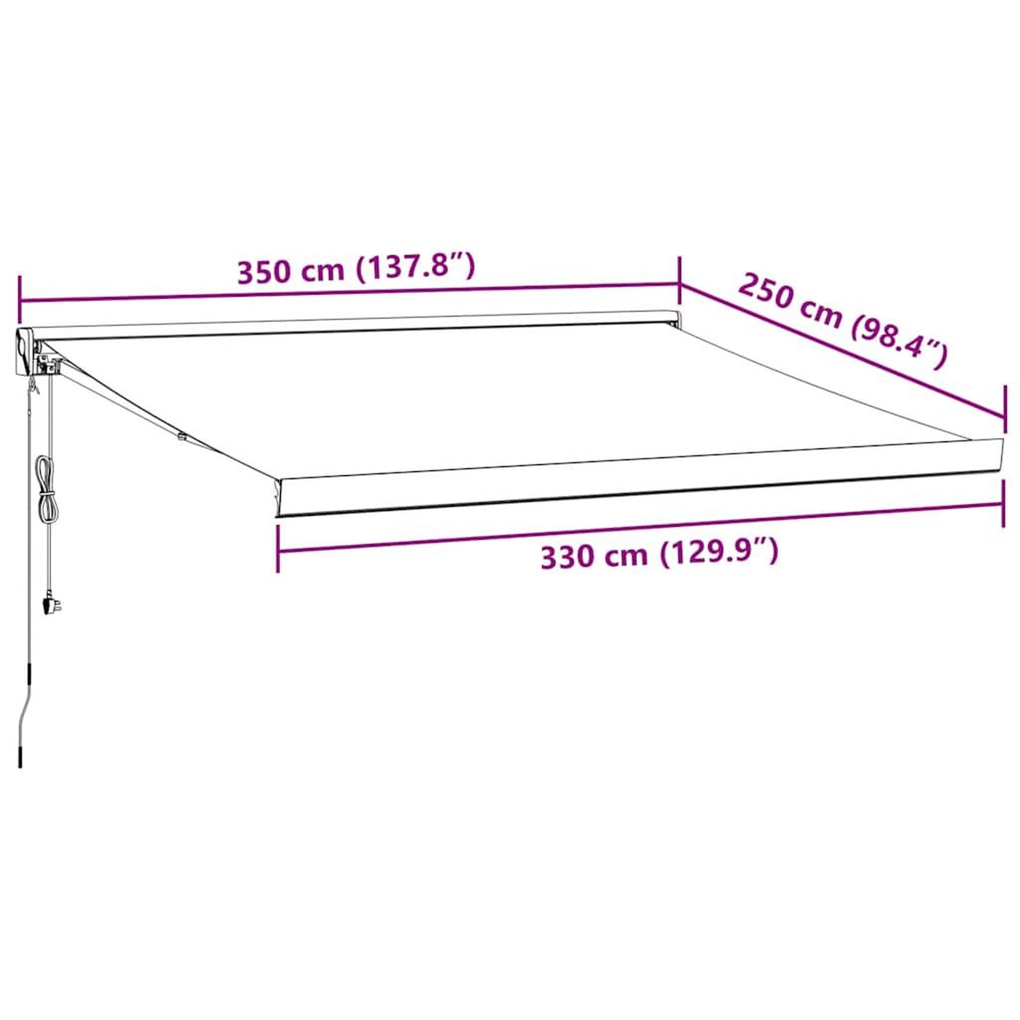Voir la diapositive 6 : VIDAXL Auvent retractable anthracite et blanc 3,5x2,5m tissu/aluminium